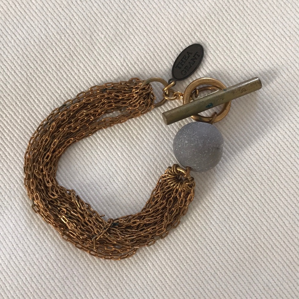 Thea Grant Brass and Purple Stone Bracelet